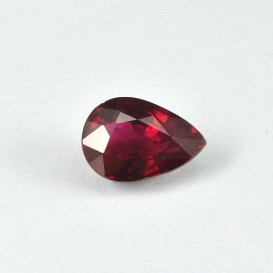 Vibrant Red Burma Ruby Natural Stone In Excellent Pear Cut