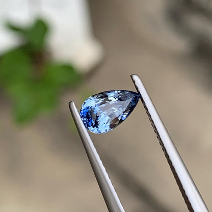 Natural Blue Sapphire Certified Untreated Pear-Shaped Gemstone Vibrant Blue