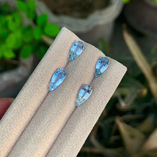 Santa Maria Blue Aquamarine Brazilian Stones with Faceted pear shape